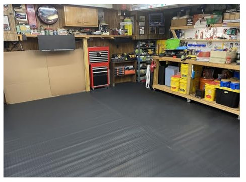 Rouleau de tapis de sol de garage imperméable et robuste en caoutchouc de 3 mm d'épaisseur pour voiture/salle de gym/SUV/camion/abri de jardin, van, atelier noir (100 x 250 cm)