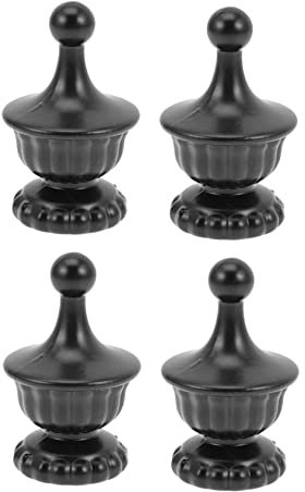 OSALADI 4 Stück Lampenköpfe Aluminium Lampenknopf Endstücke Für Steh Und Tischleuchten Schwarz Kronenform Lampenzubehör Wohnzimmer Dekoration