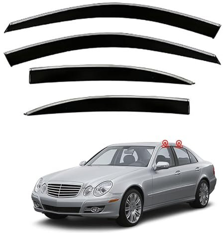 CQAQACQ Vier Stück Windabweiser Autofenster für Mercedes-Benz E Class SWB MK3-W211 2003 2004 2005 2006 2007 2008, Windabweiser Langlebig Robust Auto Zubehör