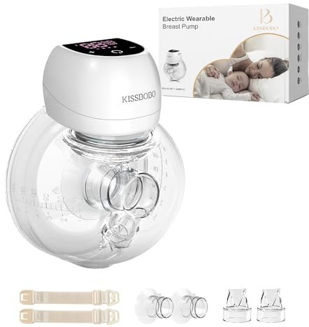 Breast Pump Electric, Hands Free Breast Pumps Wearable Portable,4 Modes 12 Levels with LED Dispaly, Low Noise Painless Rechargeable Wireless Electrical W/ 21/24MM Flanges, (White 1PCS)
