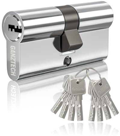 GANZTECH 30/30(60mm) cerradura de barril de puerta de níquel,llave con llave con 8 llaves de hoyuelos horizontales,cerradura de cilindro europeo de Aleación de aluminio,Para Puertas compuestas y UPVC