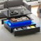 DWVO Couchtisch Hochglanz mit Schublade, Wohnzimmertisch Höhenverstellbar Modern mit 16-farbigem LED, Wohnzimmer Tisch für Couch