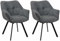 CLP Esszimmerstuhl 2er Set ergonomisch Jordi Cord, drehbar mit Armlehnen, Polstersessel, 4-Fuß-Metallgestell, bis 150 kg, mit Bodenschonern, Farbe:dunkelgrau