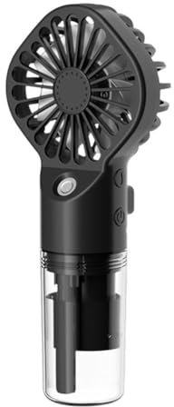 Ventole portatili USB: set di 2 ventole tascabili a batteria con funzione spray nebulizzatore, serbatoio dell'acqua da 20 ml (mini ventilatore umidificatore tavolo spray acqua), da scrivania (nero, 17