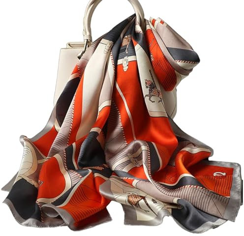 Seidenschal Damen mit Satin-Optik | 100% Seide | Luxuriöser Glanz | Weich & Warm | Stola & Halstuch | 53x170 cm