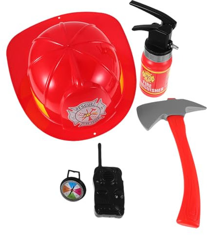 HOOTNEE Feuerwehrmann-rollenspielspielzeug Für Junge Mädchen Kleinem Feuerlöscher-Spielzeug Feuerwehrmann-Hut Und Werkzeugzubehör Für Rollenspiele Und Ausrüstungsideen