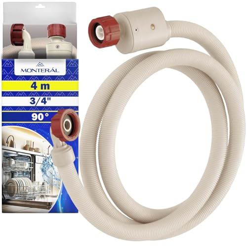 Aquastop Tuyau Machine à Laver et Lave Vaisselle 4m avec Soupape Ø 3/4 | Tuyau Alimentation Machine a Laver Max 90°C - Garantie de 10 Ans - MONTERAL