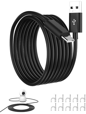 AIAUXAI Cavo USB C Lungo 8 Metri per Xiaomi Telecamere di Sicurezza Nero