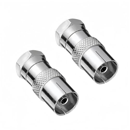 2PCS F Type to Coax Adapter Kit for Satellite,Antenna,Aerial Cables,Compatible with TV,Router,Modem,Satellite Receiver,Audio/Video Equipment,Coaxial Cable Connectors,F Type to Coax Adapter