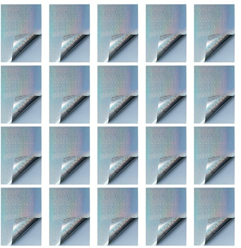 Juego de 20 hojas de papel adhesivo holográfico, 4 tamaños, papel imprimible, impermeable, película autoadhesiva para proyectos de manualidades