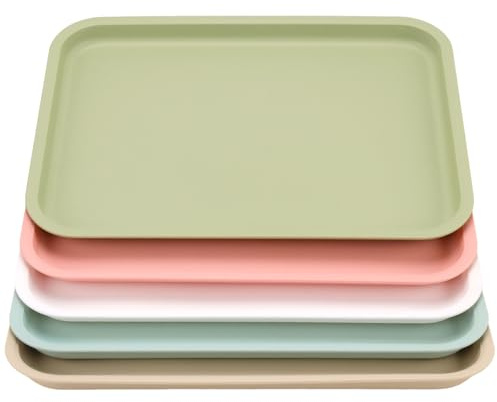 ZOENHOU 5 vassoi in plastica 30 x 40 cm, vassoio rettangolare in plastica, rettangolare, in polipropilene, impilabile, 5 colori, vassoio antiscivolo per fast food per cucina, ristorante, hotel