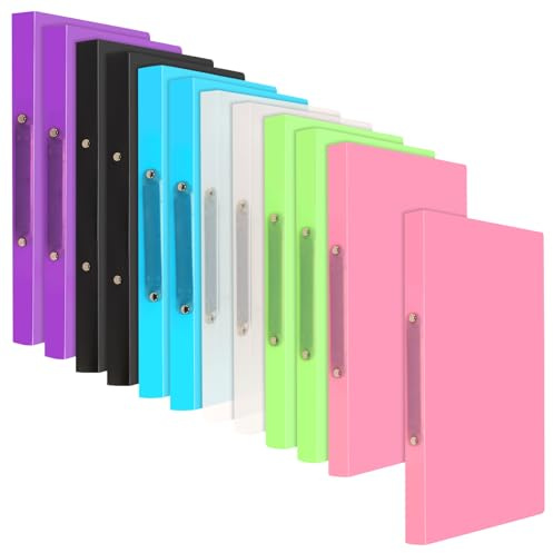 YIXNSW 12 Stück Ringordner A4, 6 Farben Kunststoff Schmal Ringhefter mit 2 Ringen, Ringbuch 2 Ringe Mappe A4 Ringmappe Ringbuchordner Schmal für Büro Atelier (23,2 x 31 x 2,5 cm)