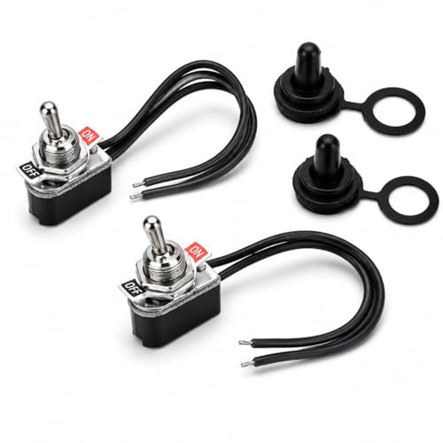 2 Pcs Interrupteur 12V À Bascule On Off Spst 2 Positions, Interrupteur Étanche Avec Capuchon De Protection, 10A 12V / 6A 24V, Interrupteurs Robuste 2 Broches Pour Voiture, Tableau De Bord, Bateau