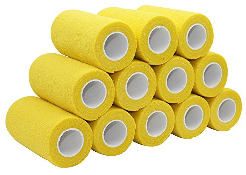COMOmed selbstklebender verband elastische binde handgelenk bandage pflaster rolle Dog Bandagen Tierische Bandagen Gelb 10 cm X 12 Bände