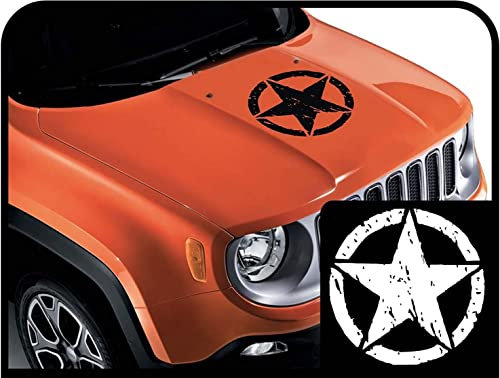 adesivo cofano da apporre sul cofano stella effetto consumato sticker decals (NERO)