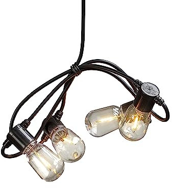 Konstsmide 2386-800 LED Biergartenlichterkette, klar / für Außen (IP44) / 20 klare Birnen/ 40 bernsteinfarbene Dioden / 6V Außentrafo / schwarzes Kabel, 20 Birnen, Bernstein
