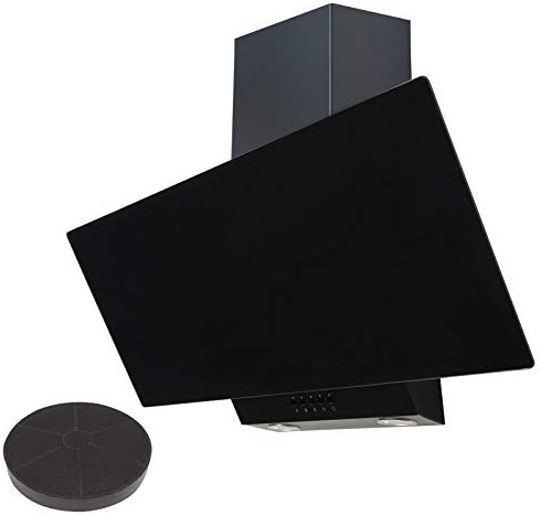 SIA EAG91BL Black 90cm Angled Glass Chimney Cooker Hood Kitchen & Carbon Filter
