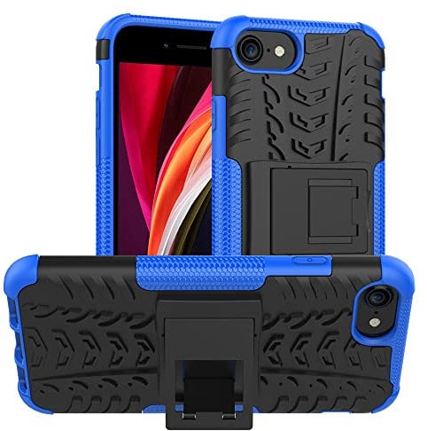 ALDHOFA iPhone 8 case,iPhone SE 2020 Case,iPhone SE3 Case,Heavy Duty Shock Proof Protective Phone Case,Dual Layer Hybrid Cover with Kickstand for iPhone 8/SE 2020/SE3-Blue