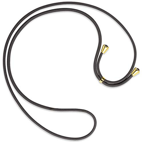 mtb more energy® Ersatz-Band für Handykette - dunkelgrau - inklusive Endkappen (Gold) - hochwertige Austausch-Kordel - Band Seil Kette