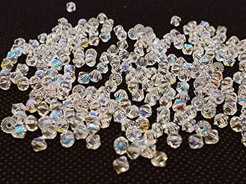 100X Preciosa Böhmische Kristallperlen 3mm Doppelkegel Tschechische Perlen Glasschliffperlen Glasperlen Druckperlen (Crystal)