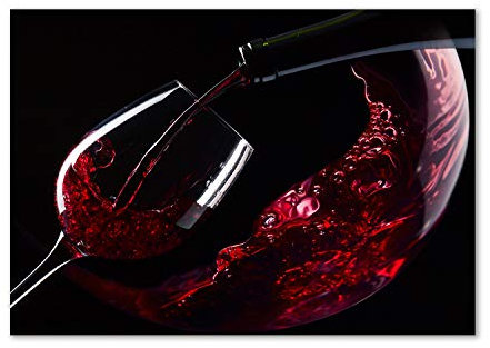 Tulup Glas-Bild Wandbild aus Glas - Wandkunst - Wandbild hinter gehärtetem Sicherheitsglas - Dekorative Wand für Küche & Wohnzimmer 100x70 - Essen & Getränke - Rotwein - Rot