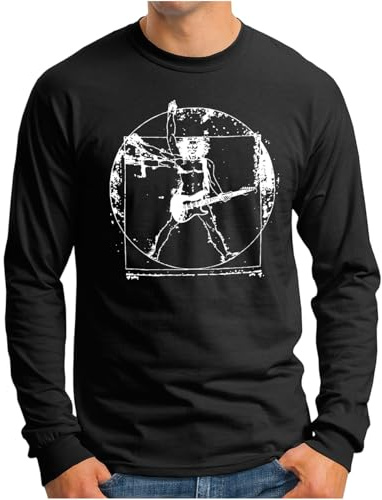 OM3® Da Vinci Rock Langarm Shirt - Herren - Guitar Parody Music Concert - S - 4XL
