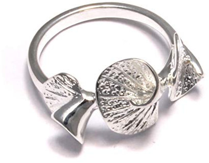 Boho Ginkgo Blatt Ring, 925 Sterling Silber, Pflanze botanisch Silberring, Biloba Silberschmuck zart, Natur Accessoire Schmuck