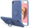 UEEBAI Case for for iPhone 7/8/SE 2022 5G/SE 2020, Ultra Slim Liquid Silicone Phone Case Ring Holder Kickstand Magnetic Car Mount Gel TPU Cover for iPhone SE3/SE2 - Blue Grey