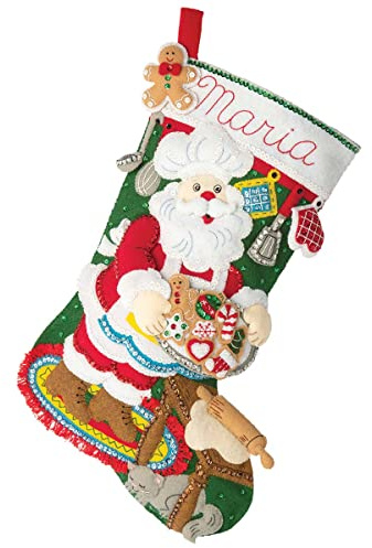 Bucilla Filz-Applikation, 45,7 cm Strumpfherstellung, Lebkuchen-Weihnachtsmann, perfekt für Bastelarbeiten, Kunst und Handwerk, 89312E