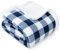 PAVILIA Plaid double Buffalo Sherpa | Couverture polaire en flanelle à carreaux bleu marine pour canapé lit | Couverture en microfibre douce et chaude | 60 x 80 cm