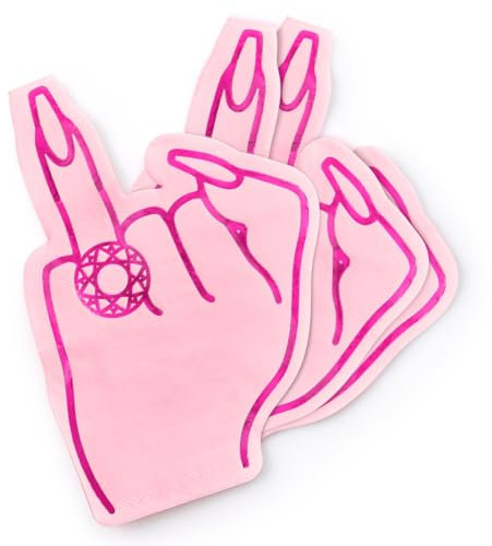 xo, Fetti Ring Finger Rose Gold Folien-Servietten – 50 Stück | Partydekorationen | 12,7 x 12,7 cm | Cocktail-Servietten 3-lagig | Junggesellinnenabschied Dekoration | Brautparty