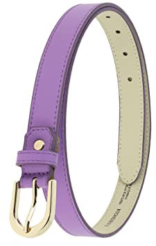 FASHIONGEN - Ceinture pour femme en Cuir Italien, LUNA, Fabriqué en France - Violet (Boucle doré), 80