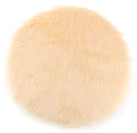 perfk Plüschteppich Kinderzimmer Flauschiger Kunstfell Schaffell Sitzpolster Sitzkissen, Beige 35cm