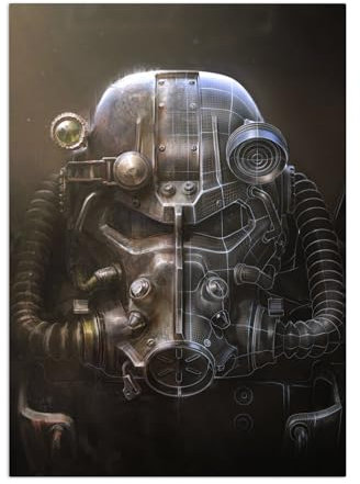 Displate Fallout Metallposter Fallout Poster Fallout Deko Fallout Nuka Cola Poster Fallout Bild Magnet-Montage - Fallout - Fallout 4 Key Art - Helmet Poster 32x45cm