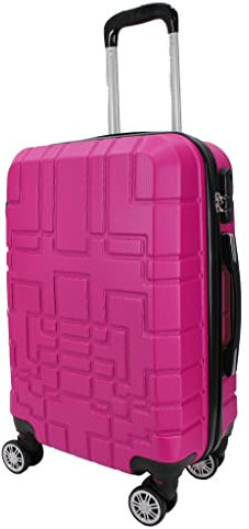 R.Leone Valigia da 1 pezzo Fino a Set 4 Trolley Rigido grande, medio, bagaglio a mano e beauty case 4 ruote in ABS 611 (M Valigia Media, Fucsia)