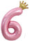 Geburtstag Folienballon Zahl 6 mit Krone, 101 cm Rosa Luftballons Zahl 6, Helium Ballon Zahl 6, Mädchen Geburtstag Luftballon Deko Hochzeit Jubiläum Fest Party Dekoration - Fliegt mit Helium