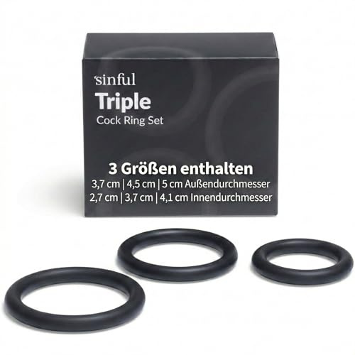 Penisring Set - 3 Dehnbare Cockringe für Männer aus Silikon, 3 Größen | Set mit 3, 3,8 / 4,6 / 5,1 cm Durchmesser, 2,7 / 3,7 / 4,1 cm Innendurchmesser, Silikon, Wasserbasiert Gleitmittel empfohlen