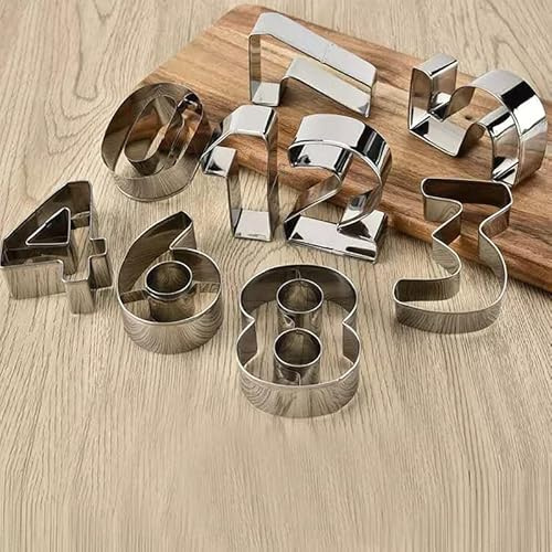 9 Stampini Numeri per Dolci e Formine Biscotti Grandi - Stampo Numeri per Torte da 0 a 9 da 5 cm di Altezza - Stampi Biscotti in Acciaio Inossidabile per Biscotti, Torte, Zucchero e Gelatina