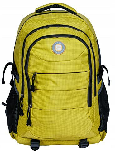 PASO Wasserdichter Sportrucksack für Damen und Herren - Bequemer Schulrucksack für Jungen und Mädchen - Leichter und ergonomischer Wanderrucksack - Schultasche - Gelb