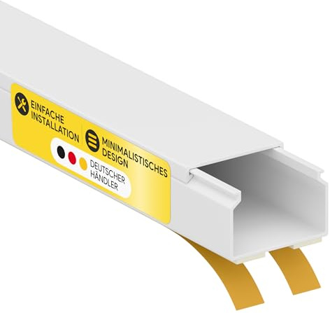 Kabelkanal aus hochwertigem PVC weiß Selbstklebend 2m - 1 Stück - 25x16mm