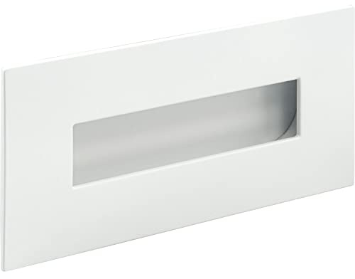 ESTAMP Griffmuschel Geometrix 155x73mm - Muschelgriff rechteckig - Griff mit Rahmen zum Einlassen - Zinkdruckguss weiß matt