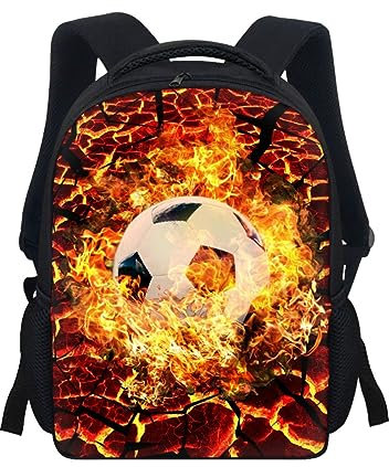 Treer Sac a Dos Enfant, Football 3D Cartable Fille Primaire, Cartable Garcon Primaire 10L, Cartable Stitch Oxford Imperméable Cartable pour Garçons Filles (Jaune,30x24x10cm)