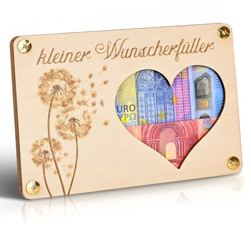 Geldgeschenk Holz Grußkarte im Kleinforma, Wunscherfüller Geschenk für Männer und Frauen, Originelle Geld Geschenke Verpackung für Geburtstag, Hochzeit, Jugendweihe, Reise, Taufe, Konfirmation …