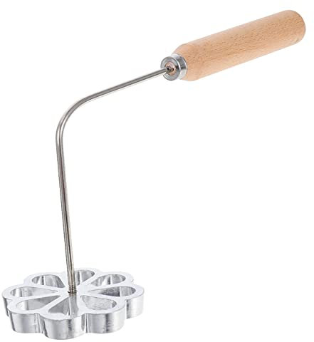 DEARMAMY Bunuelos-Form Mit Griff Rosette Waffelformen Aus Aluminium Trichter Kuchenring Bunuelos-Maker Mexikanisches Kochgeschirr Für Die Küche Silber