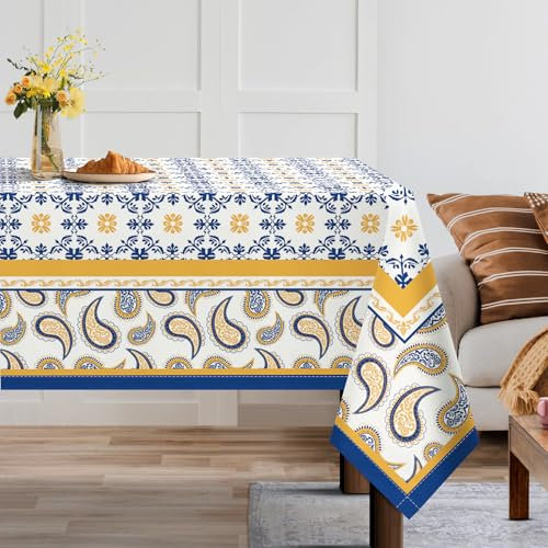 Arquiel Tischdecke Paisley Muster Blumen, Tischdecken Abwaschbar Rechteckige Tischtuch Boho Vintage Tischdeck Für Garten, Küche Essen Parteien Herbst Weihnachten (140X180Cm)