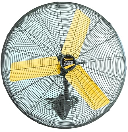Garland TURBO 24 W-V23 - Ventilador industrial de pared 260W, 196 m³/min, 61 cm, oscilante, cable 3,8 m