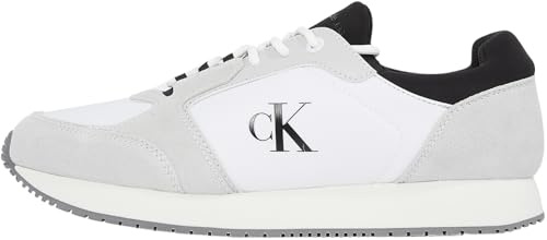 Calvin Klein Herren Runner Sneaker Sock Laceup Elegant, Mehrfarbig (Bright White/Oyster Mushroom/Black), 44