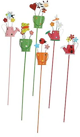 CIYODO Gartenstecker Bunt 6 Metall Blumenarrangement Frühlingsdekorationen Für Outdoor Gartenstecker Frühlings Außendekorationen Dekorative Stäbe Rasendekorationsstäbe Hofpfähle