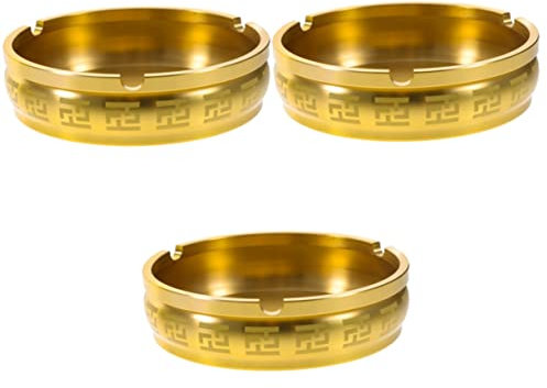 PRETYZOOM Aschebehälter 3st Aschenbecher Die Bürogeschenke Runden Tischplatte Draussen Ornamente Räuchern Zubehör Räucher Zubehör Raucherzubehör Runder Tisch-aschehalter Aus Messing Aschenhalter