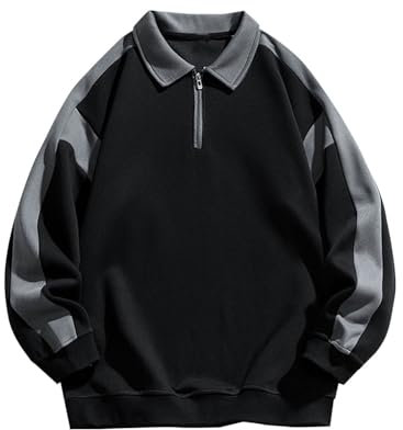 Herren Sweatshirt Oberteil Mit Revers Und Halbem Reißverschluss, Pullover Locker Lässig, Günstig Langarmshirt Modisch, Sweater Shirt Weich Und Bequem, Strickpullover Top Klassisch Aus Hochwertiger